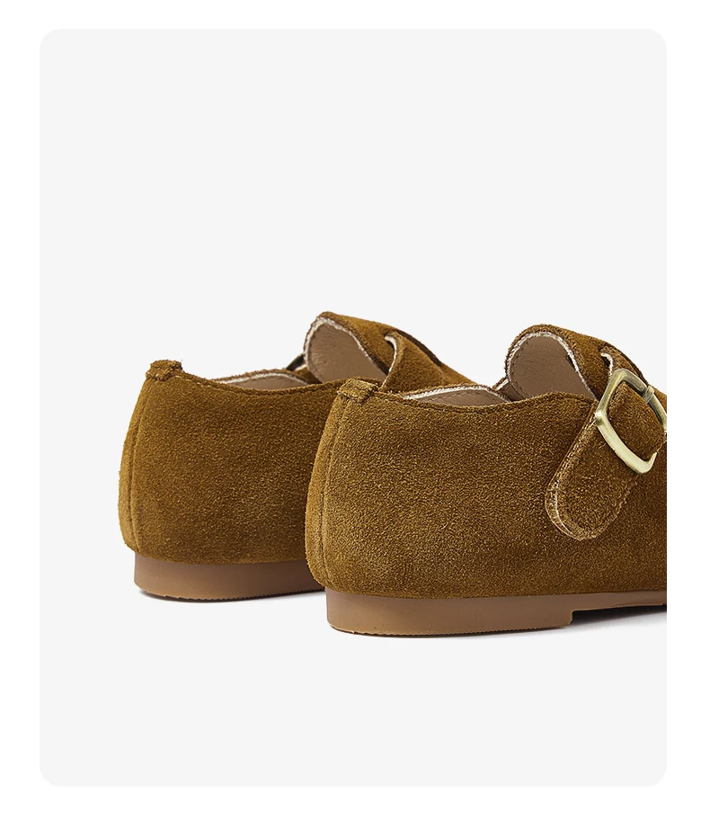 Comfortable Slip On Toddler Shoes Suede Cowhide Leather Buckle Strap Kids Flats Feet Shoes