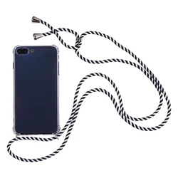 Transparent Soft TPU Cell Phone Case With Lanyard Necklace Shoulder Neck Strap Rope Cord for iphone 6 7 8 plus x xs xr xs max