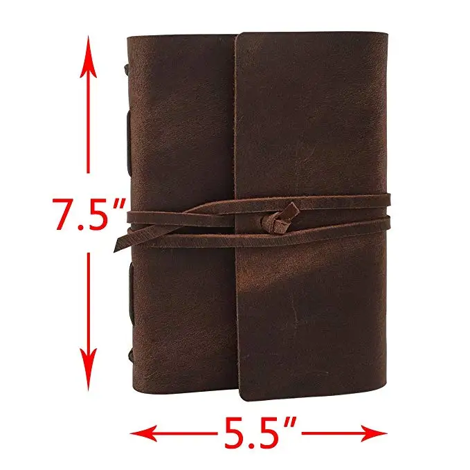 Genuine Leather Bound Daily Notepad for Men & Women Lined Paper Leather Journal Writing Notebook