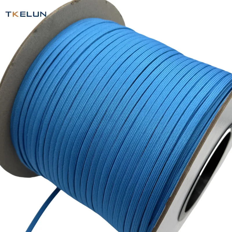3 mm ID X 4 mm OD Custom UHMWPE Hollow Rope Protective Round Tubular Webbing Flat Rope Blue Nylon