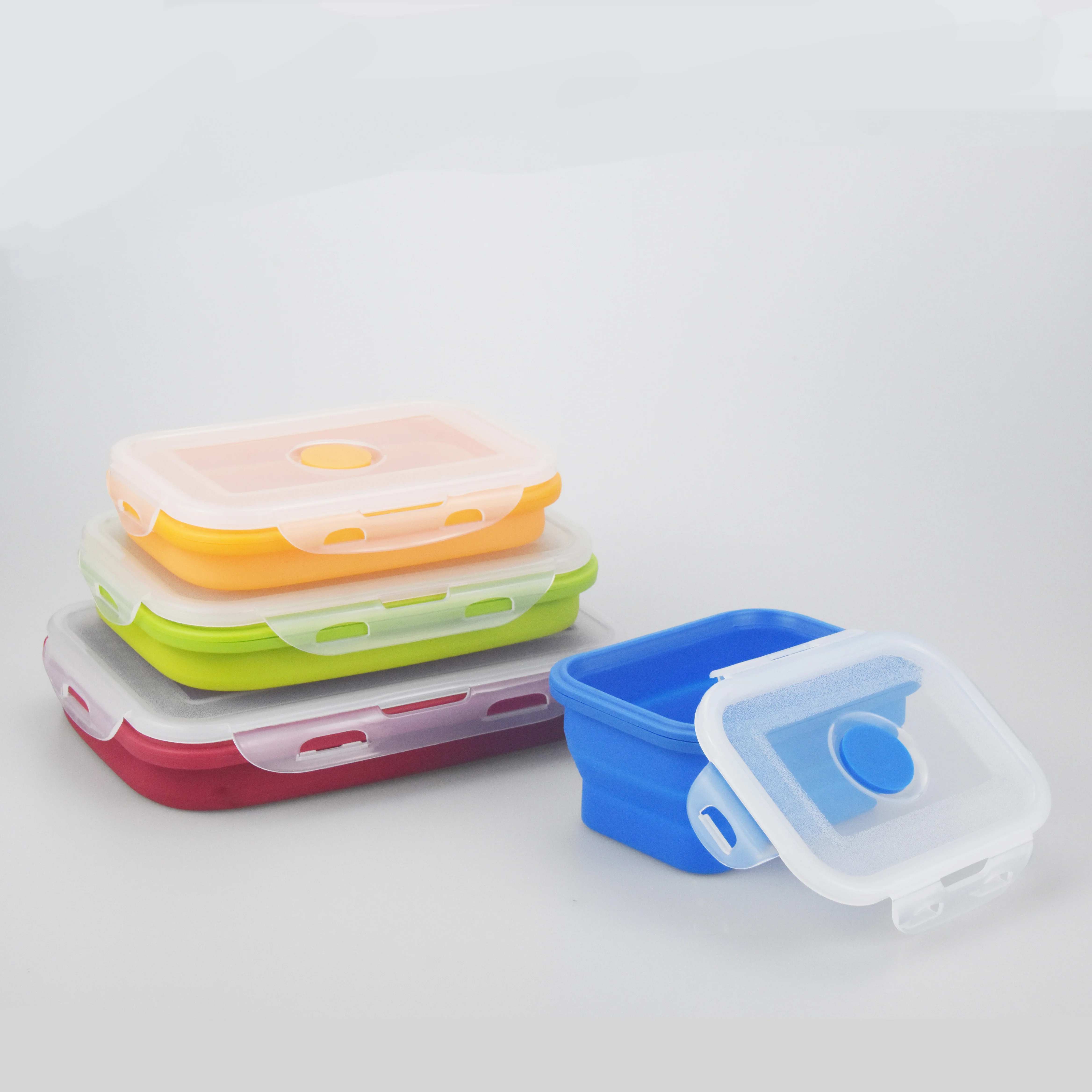 4 PCS lunch box set folding silicone lunch box foldable silicone food container bento lunch box set