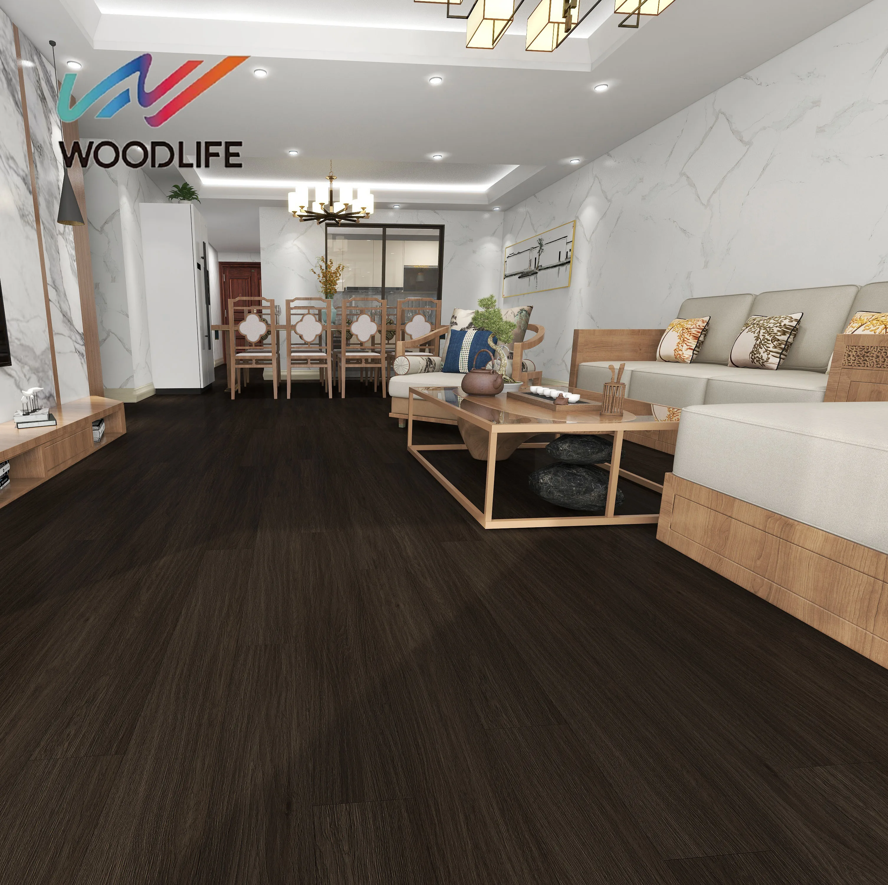 Marble Look White Color Luxury Vinyl Plank Flooring Tile SPC Vinyl Flooring