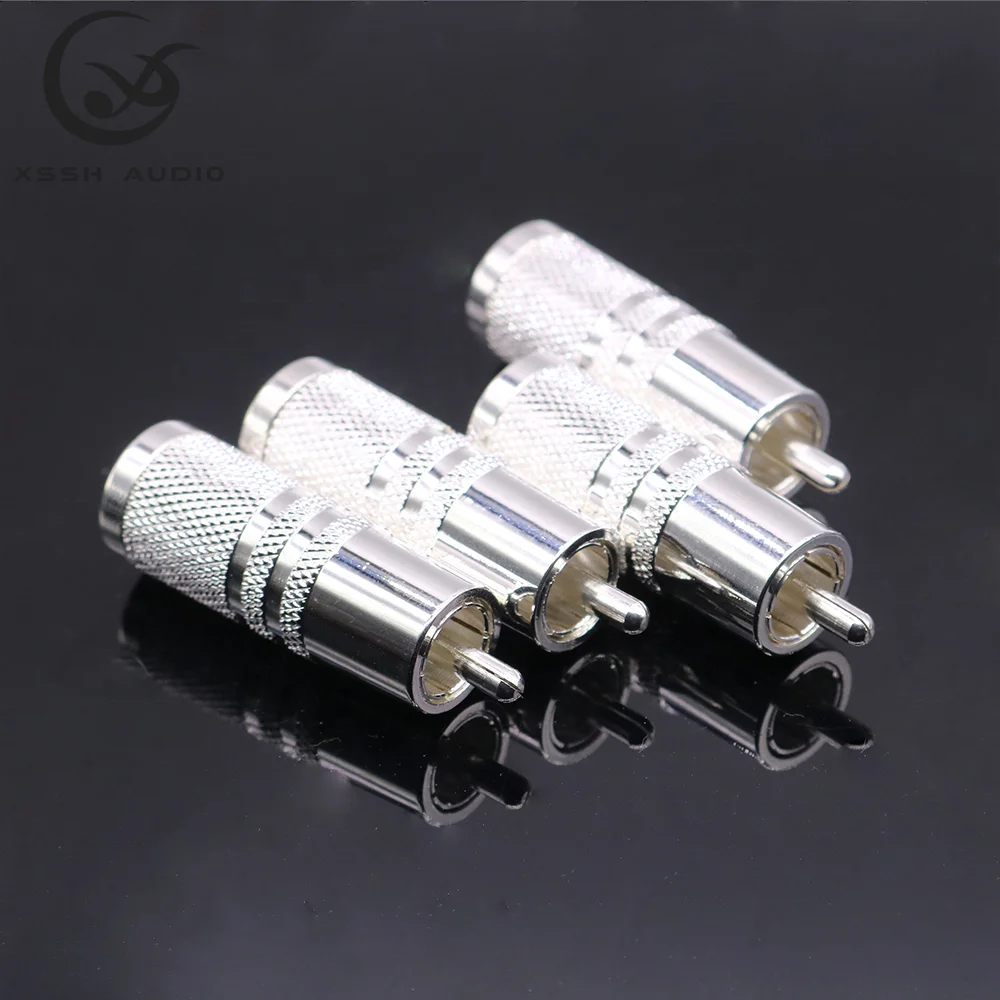 RCA Plug YIVO XSSH Audio Hi-End HIFI DIY Audio Video Brass Plated Silver VGA AV Connector RCA Adapter Jack for 10mm Cable Wire