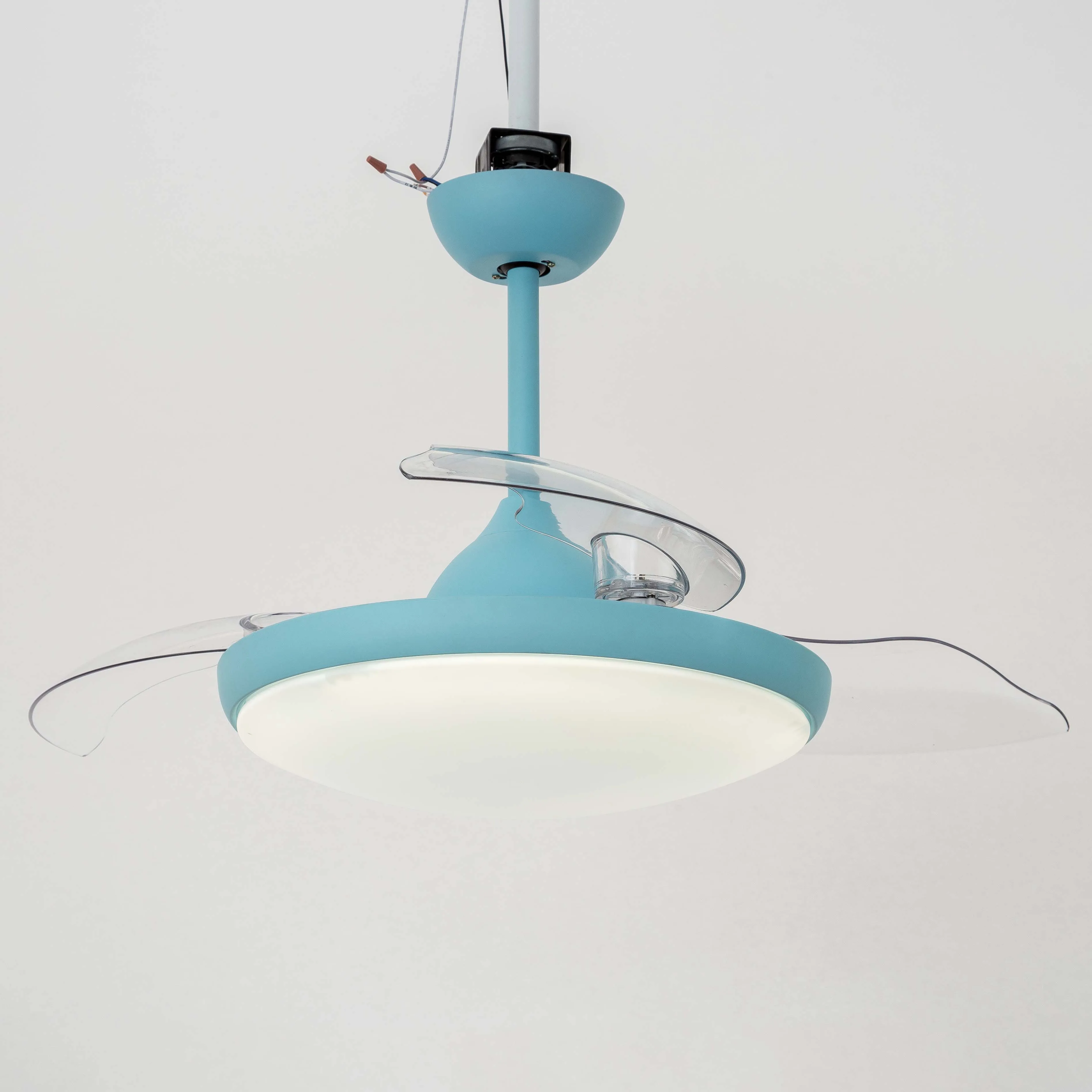 Contemporary Invisible Blue Ceiling Fan Lamps Led With 3 Retractable Acrylic Blades Lighting Groups Decorative Ceiling Fans