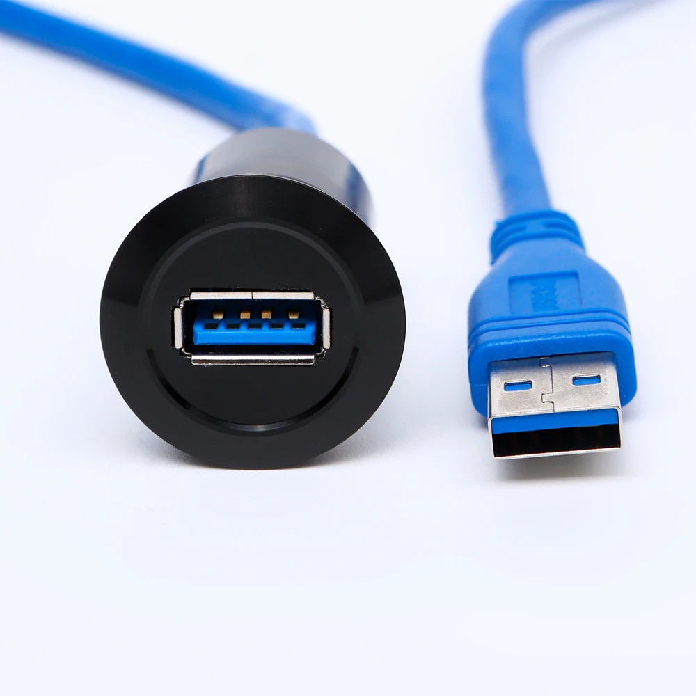 22mm metal USB connector/USB socket (USB3.0 FEMALE A - MALE A with 60cm wiring)