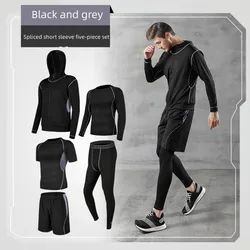 Men Tracksuits Training&Jogging Wear Compression Quick-dry Sportswear Men 5pcs Fitness Custom Gym Clothing 5pcs Set