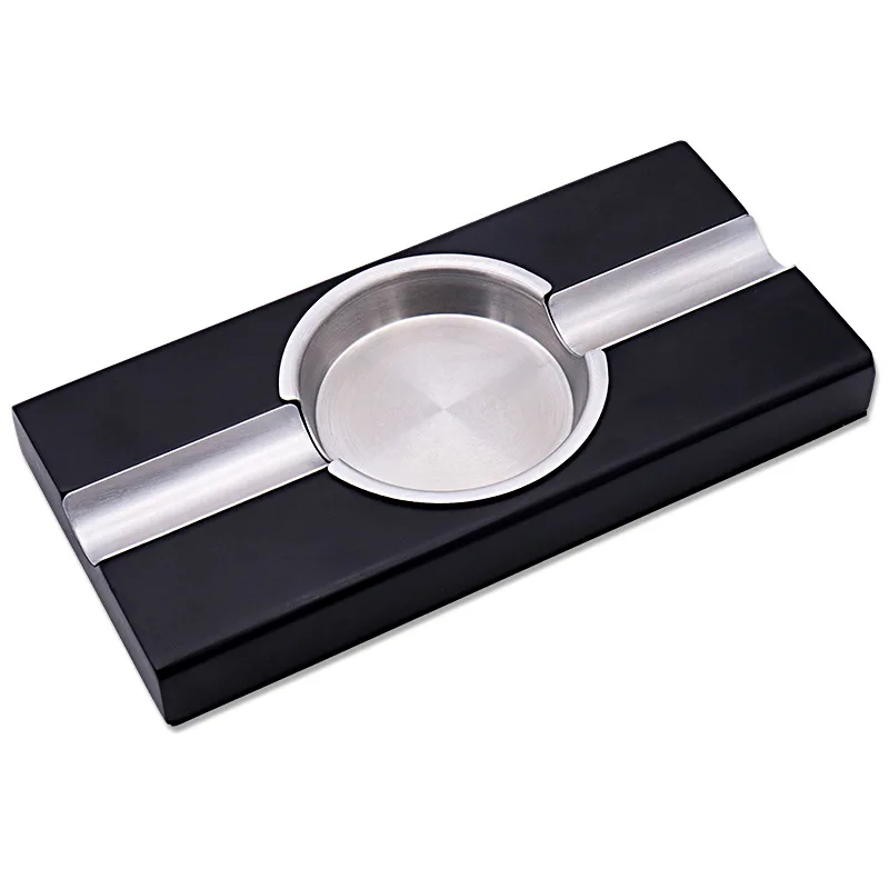 High Quality  Wooden Cigar Ashtray with Stainless Steel slot