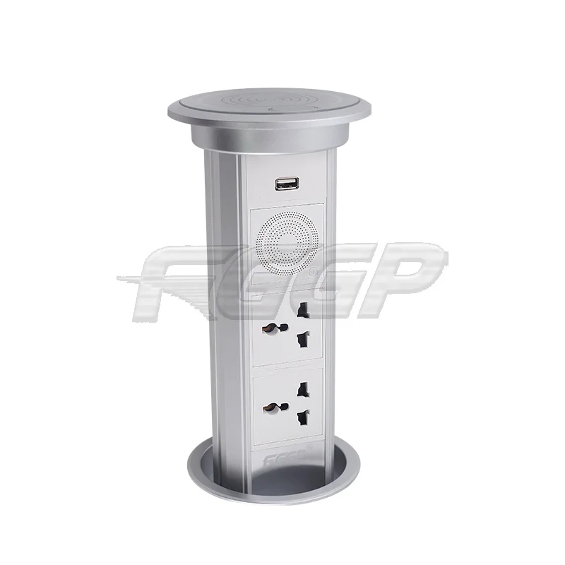 Kitchen Intelligent smart Motorized Auto Pop up Tabletop Countertop Universal USB Power Socket with Speaker wifi