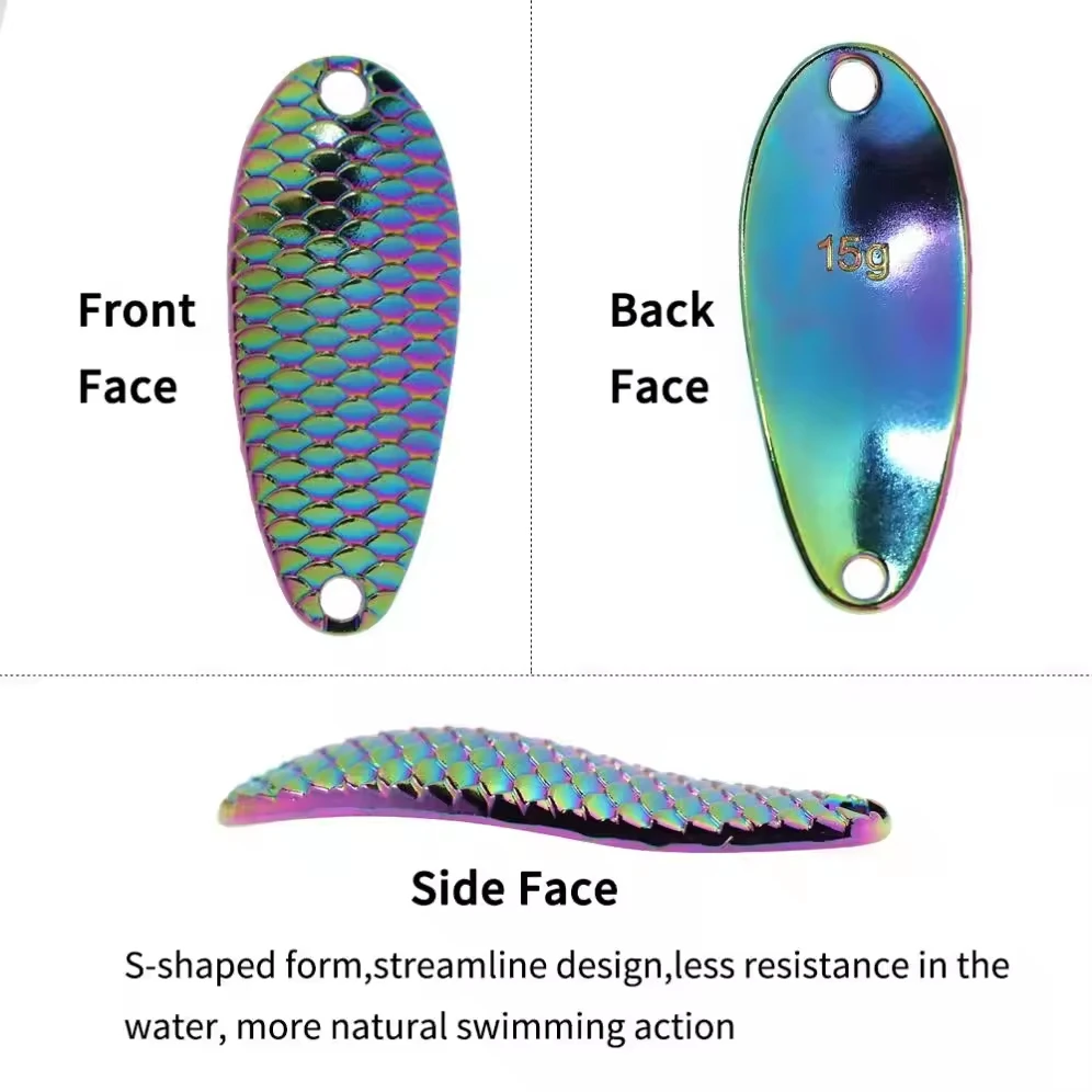 KEKAXI 2.5/3.5/5/7/10/15g Fish Scales Pattern Trolling Spoons Hard Bait Metal For Trout Pike Bass Salmon Saltwater Fishing Lure
