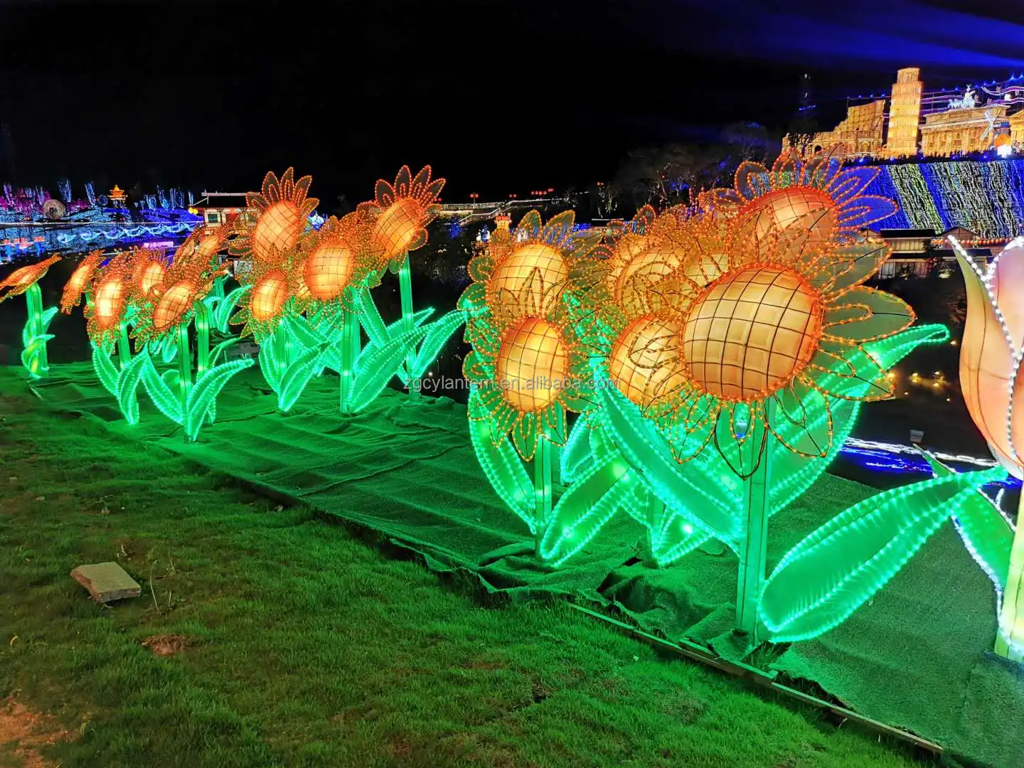 Chinese traditional festival decoration plant lotus led lanterns flower lanrern Outdoor theme park