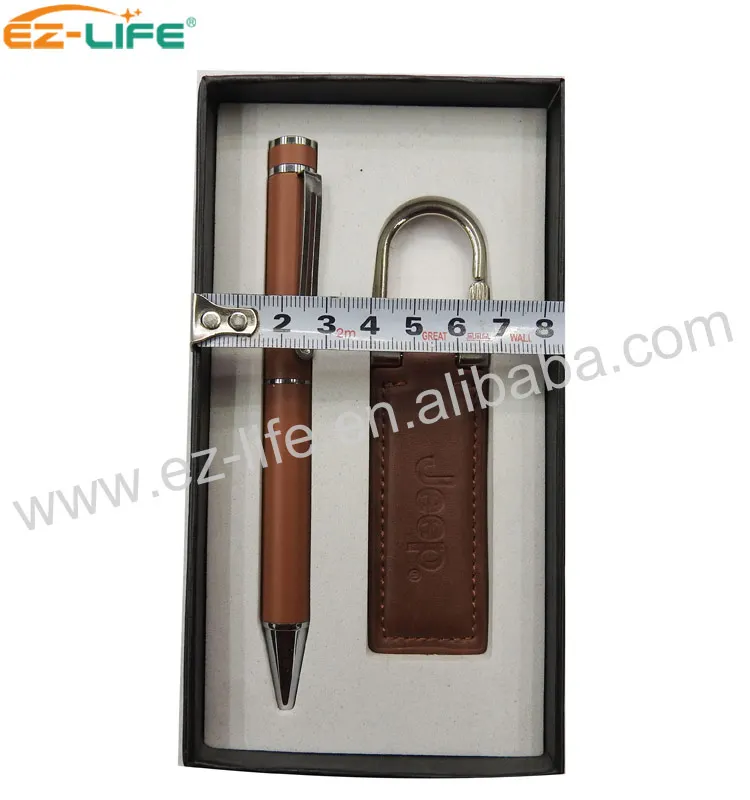 Office Stationery Gift Set Luxury Pen Key Chain Leather For Promotional