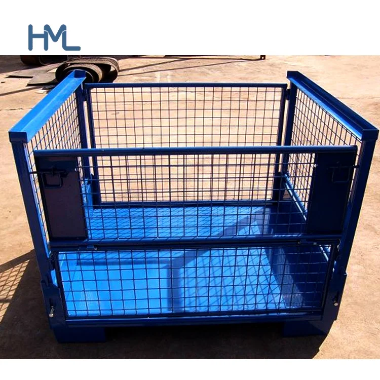 Изготовленный На Заказ логистической промышленного хранения склада ячеистая сеть складной квадратный стальной металлический поддон коробки ящик для автомобильной промышленности