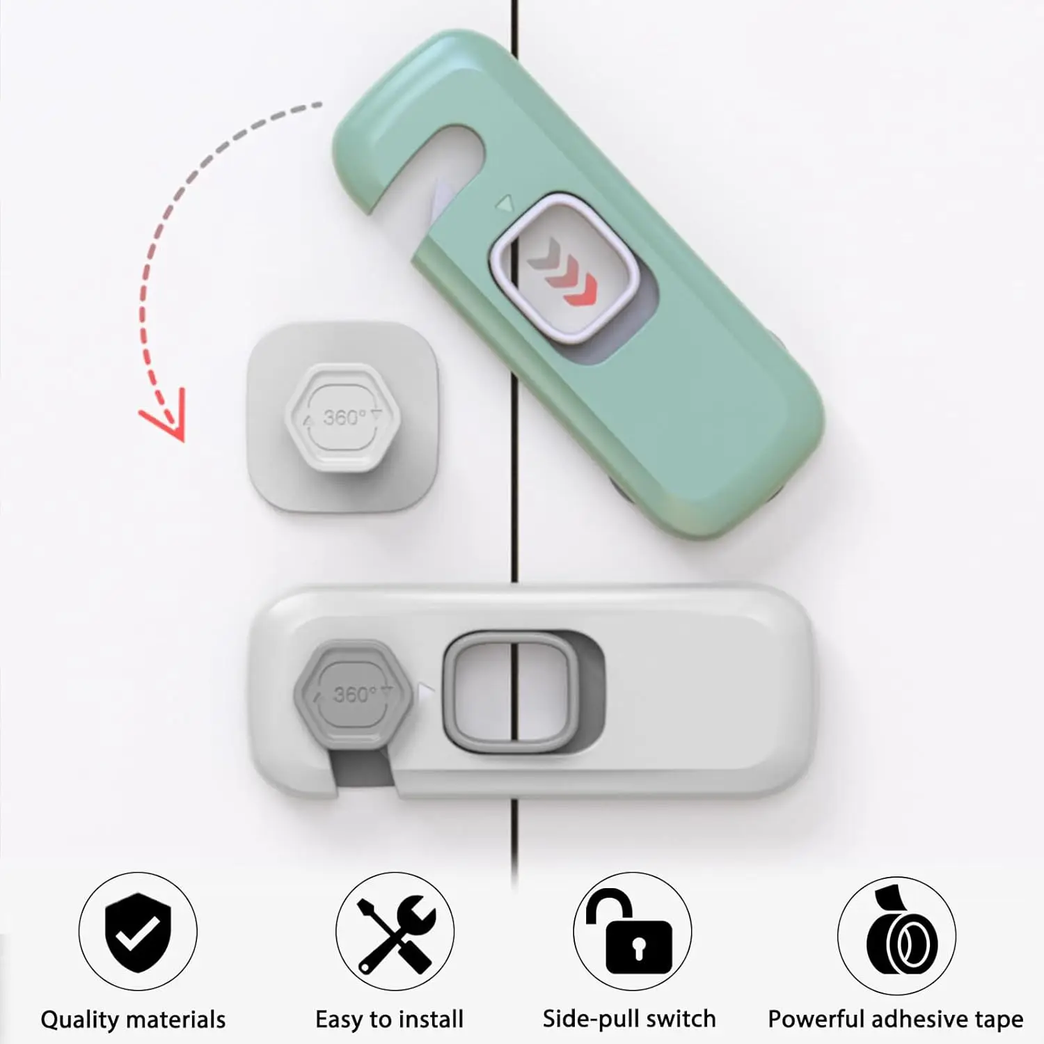 Hot Selling  Children Safety Refrigerator Lock Product ABS Refrigerator Door Lock Baby Green Gray