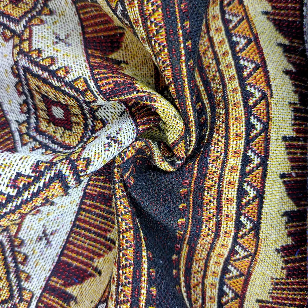 National style geometric stripe pattern jacquard upholstery fabric suitable for sofa cushion tablecloth backpack bags shoes