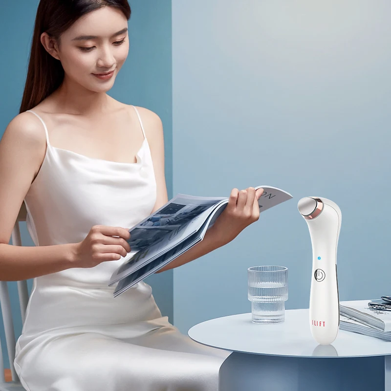 Portable vibration hot cold eye massager ergonomic home spa heat and cooling eye device for eye puffiness bags and darkcircle