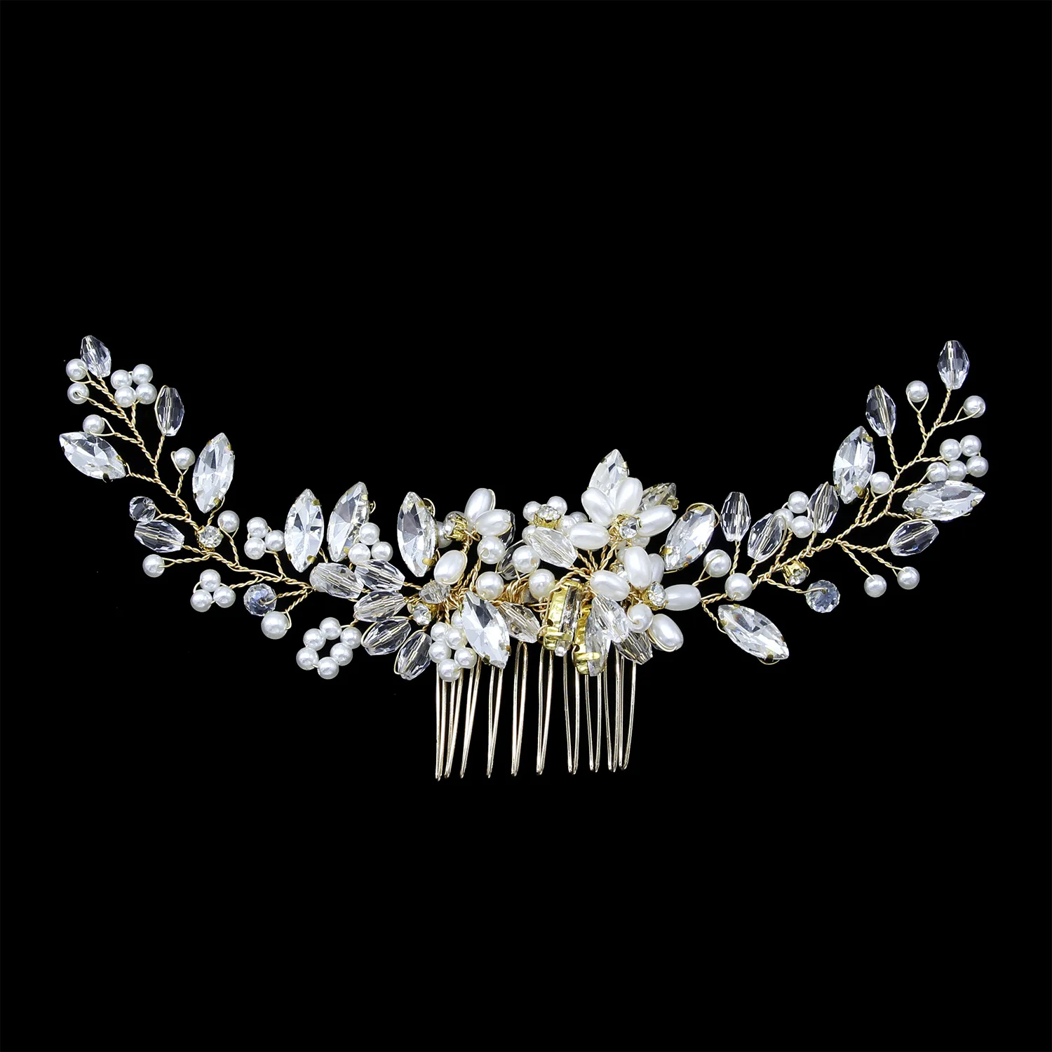 Rhinestones Pearls Flower Hair Comb Bridal Headpieces Hair Accessories Bridesmaid Tiara Wedding Hair Jewelry