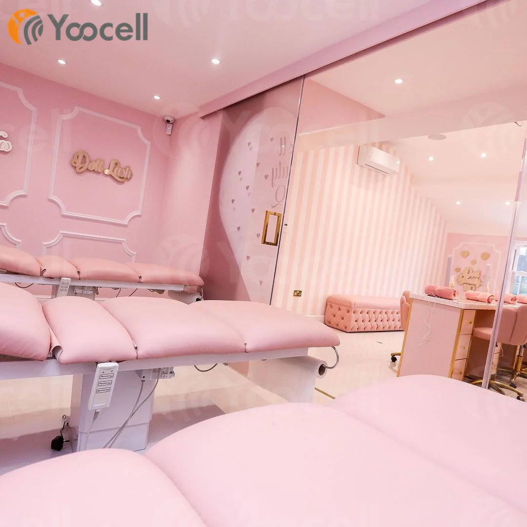  Yoocell Горячая продажа мягкий розовый цвет Массаж Лица Кровать Лечение электрический с 3 Мотором для спа массаж салон