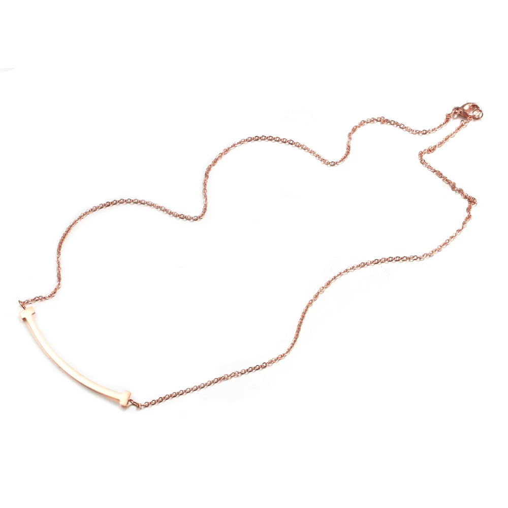 Titanium steel rose gold  Word necklace niche design simple temperament female