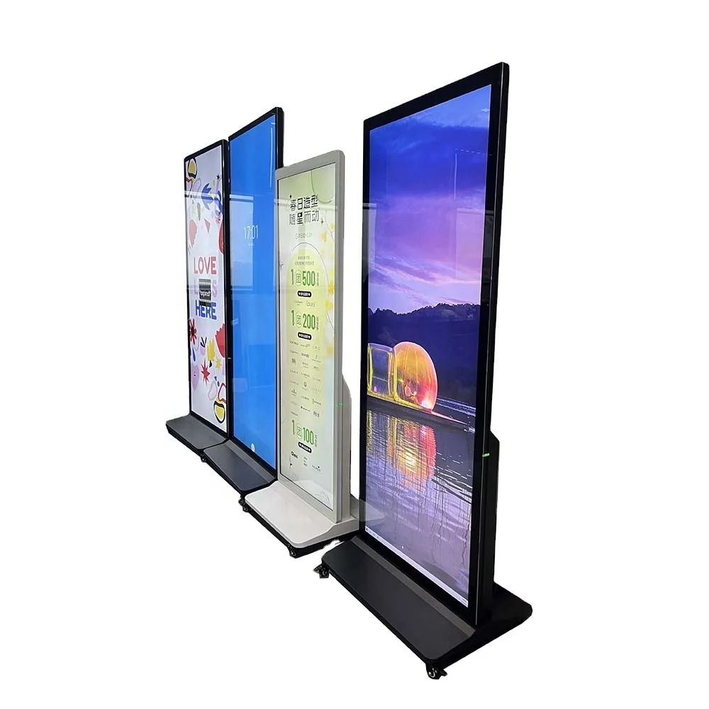 Custom Full Screen Power Supply Modern Art 4K Portable Digital Signage Displays Stretched Bar LCD Advertising Player Poster