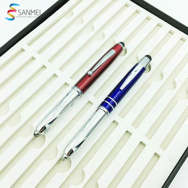 Promotional engraving custom LED metal pen with stylus for medical products