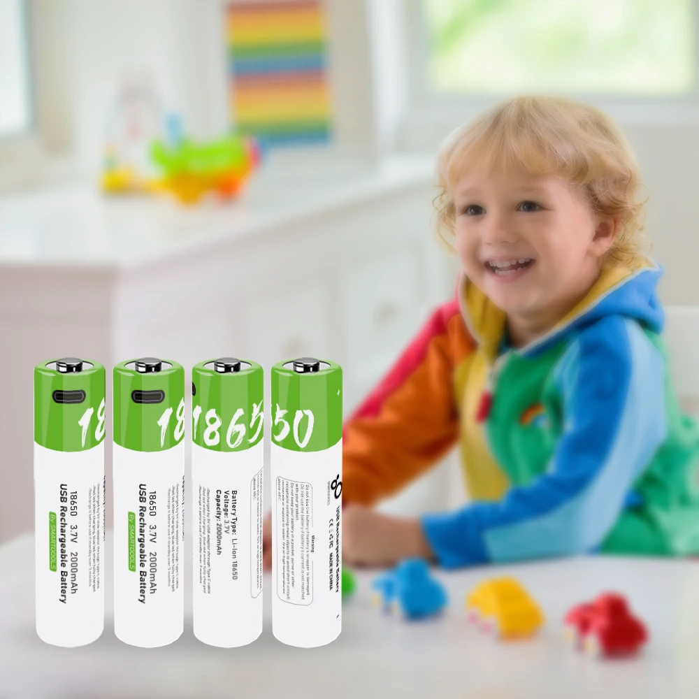 Wholesale high capacity 2000mAh to 3000mAh Li ion Li batteries 3.7V Lithium ion 18650 type-c usb cell rechargeable battery