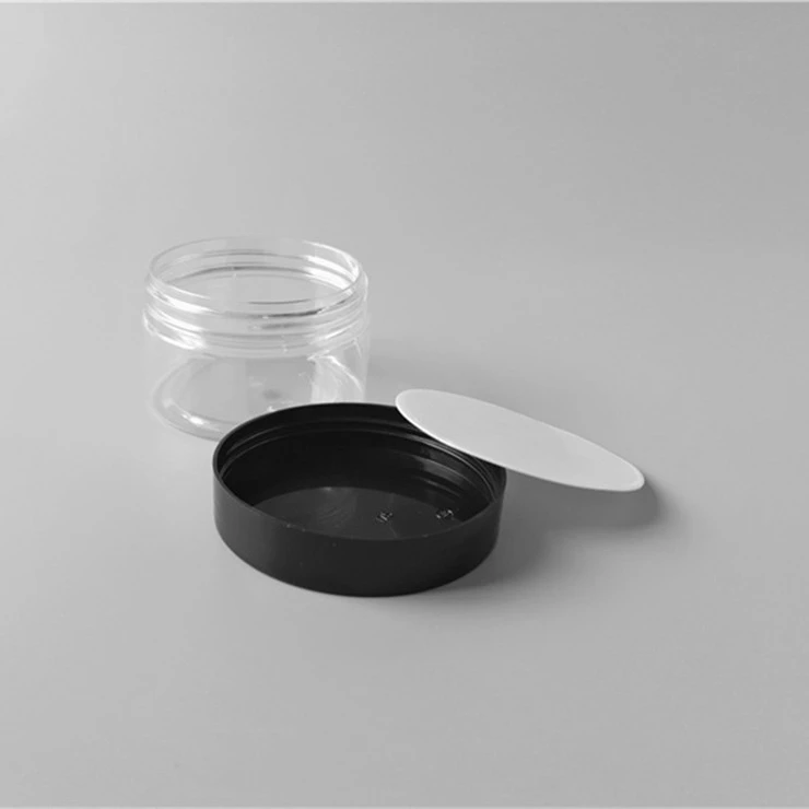60mm diameter 50-200ml  plastic containers for food PET material with 4 colors lids stock available