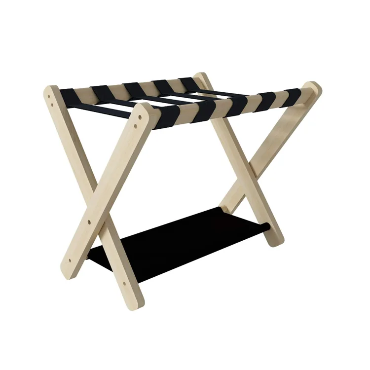 Необработанный багажный стеллаж для гостиничного номера, переносная складная вешалка из массива дерева, вешалка для чемоданов