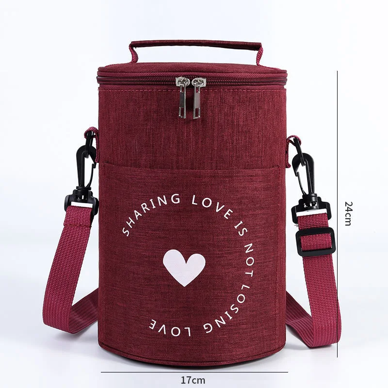 custom logo cylinder lunch aluminum foil portable round cooler bags fish insulated picnic bag