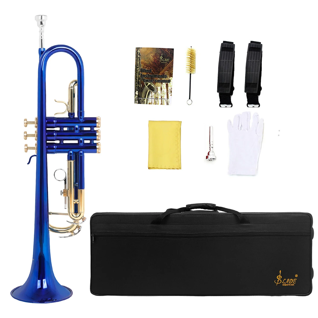 SLADE new product wholesale OEM brand color brass tube Bb gold piston high quality trumpet with box set