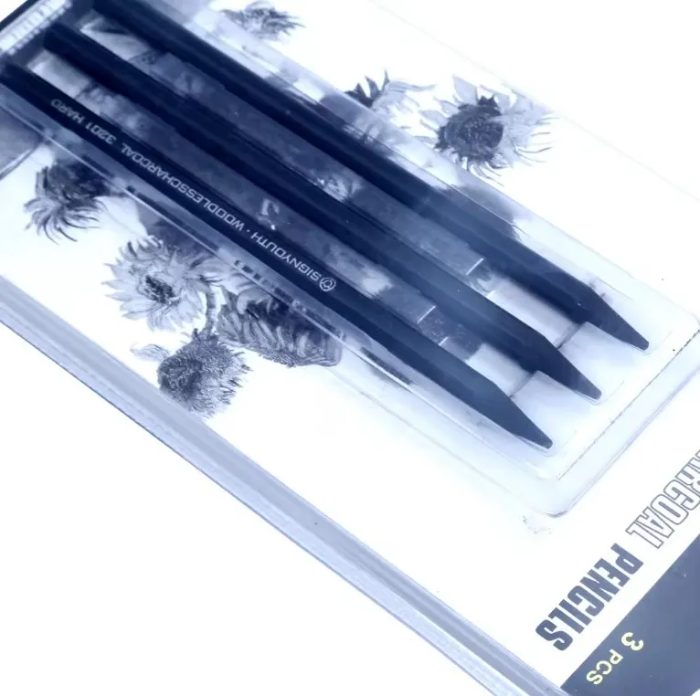 3  Pcs Hard/Medium/Soft Woodless Charcoal Pencil Set Professional Sketch Pencil Drawing Tools For Art Supplies