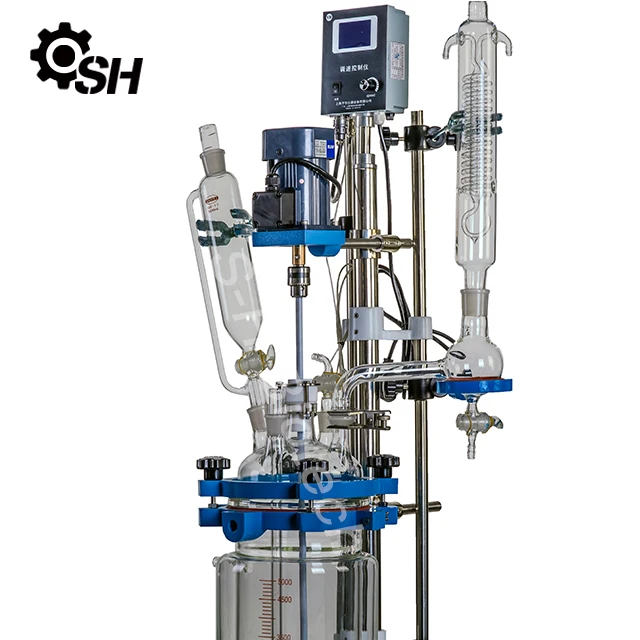 5L Lab Chemical Reactor Jacketed Double Layer Glass Stirred Tank Reactor