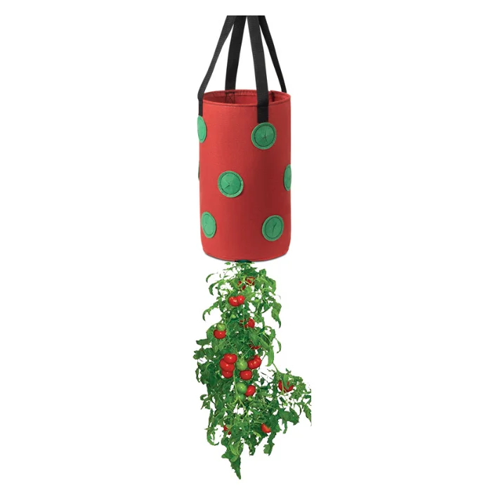 Non-woven fabric garden felt hanging strawberry grow bag strawberry planting bag with holes