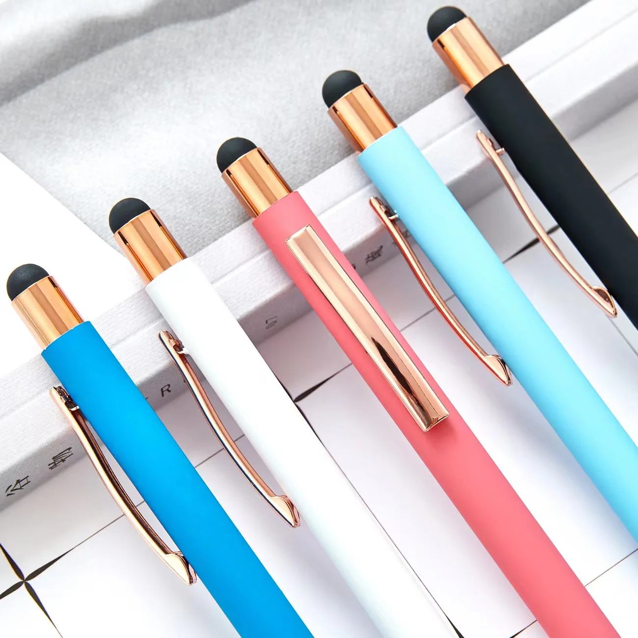 Color press rubber spray advertising pen spot wholesale laser engraving capacitive ball point pen aluminum rod touch scr