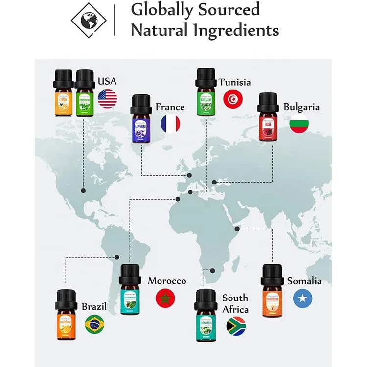 
100% Natural Organic Flower Extract Body Massage Relax Fragrance Essential Oil Skin Care 12 Pcs Kit 