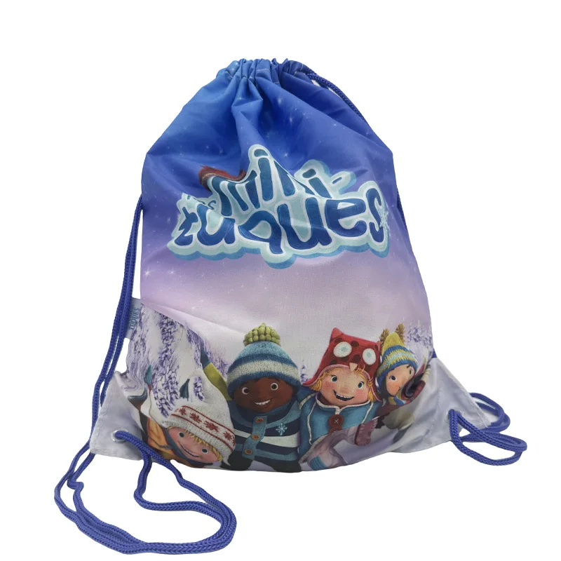 Cartoon printing 210d RPET drawstring bag drawing backpack swimming backpack for kids double string