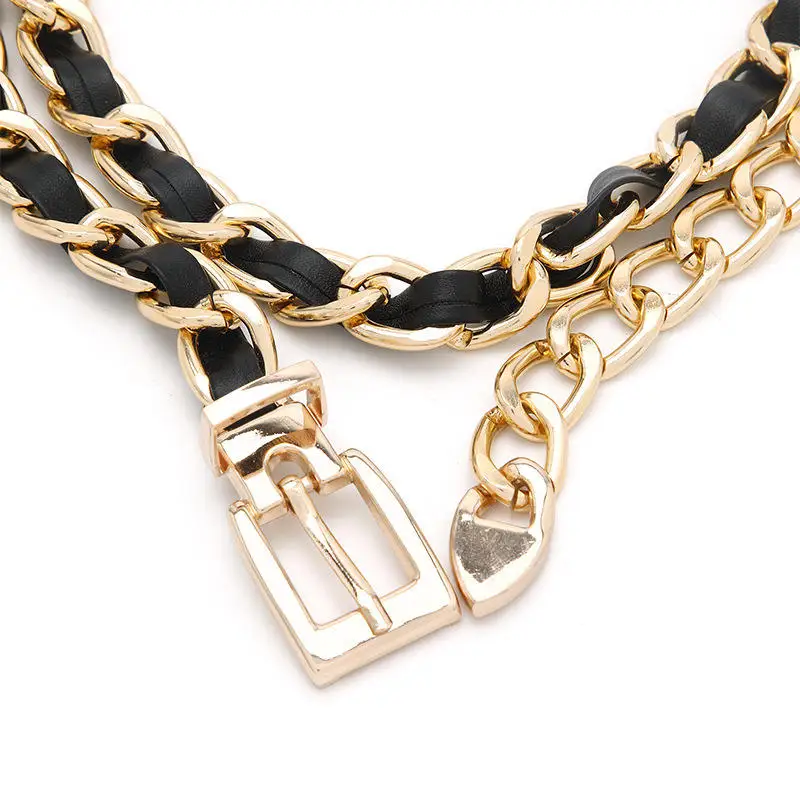 Summer Ladies Single Layer PU String Winding Gold Chain Waist Belt Chain Belts Product Category