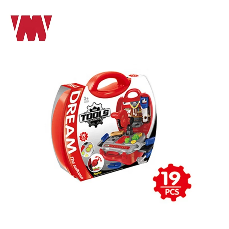 
New kids Tools Kit toys 19pcs plastic Pretend builder tools Construct tool Gifts Educational Toys for Toddler boy and girl 