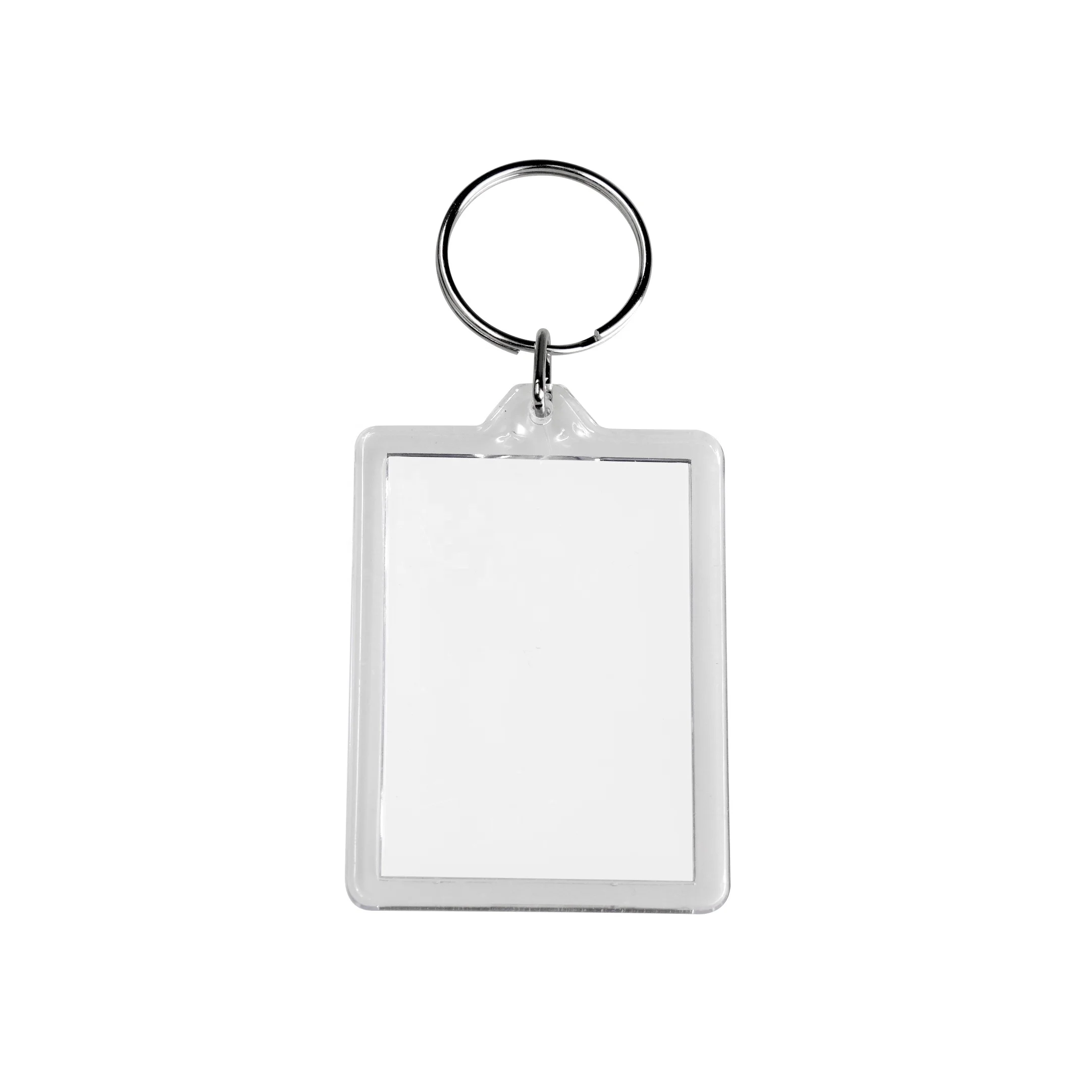 Double Sided Blank Acrylic Photo Keychain Rectangular Insert Picture Key Fob With Split Ring