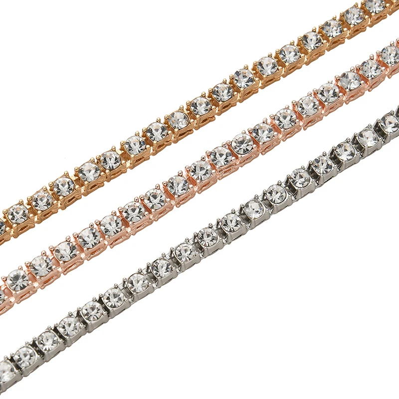 3mm 4mm 5mm 6mm 1 collar de cadena de tenis hombres Hip Hop helado Bling CZ joyeria oro plata collar