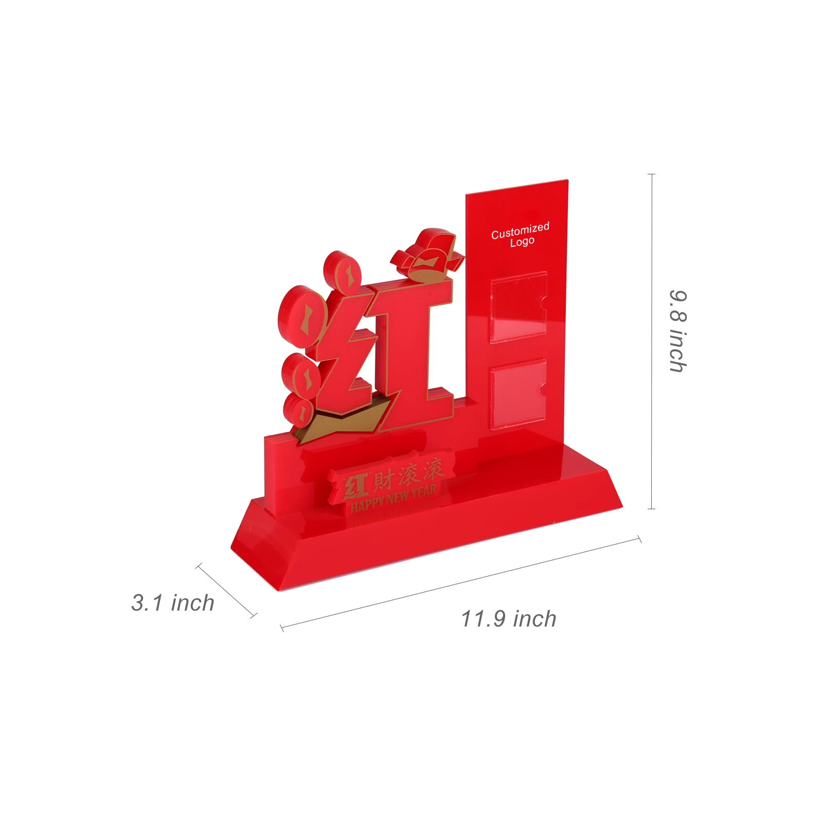 High-End Red Acrylic Business Card Holder Festive Desktop Organization Display Stand Factory Wholesale