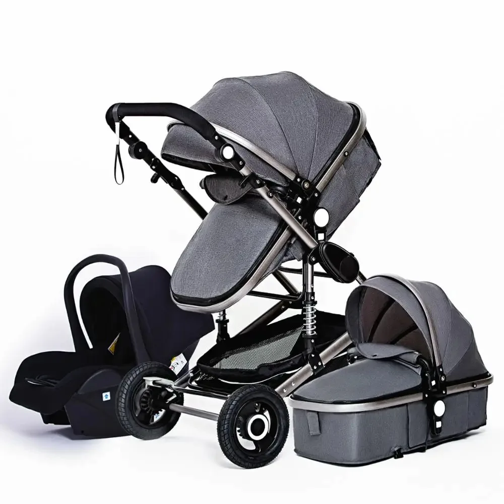 Istaride Multifunctional 3 In 1 Baby Stroller Luxury Portable High Landscape 4 Wheel Stroller Folding Carriage Gold Baby