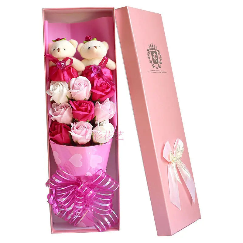
high quality Design Custom artificial Flower Cartoon mini Teddy Bear Soap Stuffed Animals Kids Soft Plush Toys Bouquet  (62459364588)