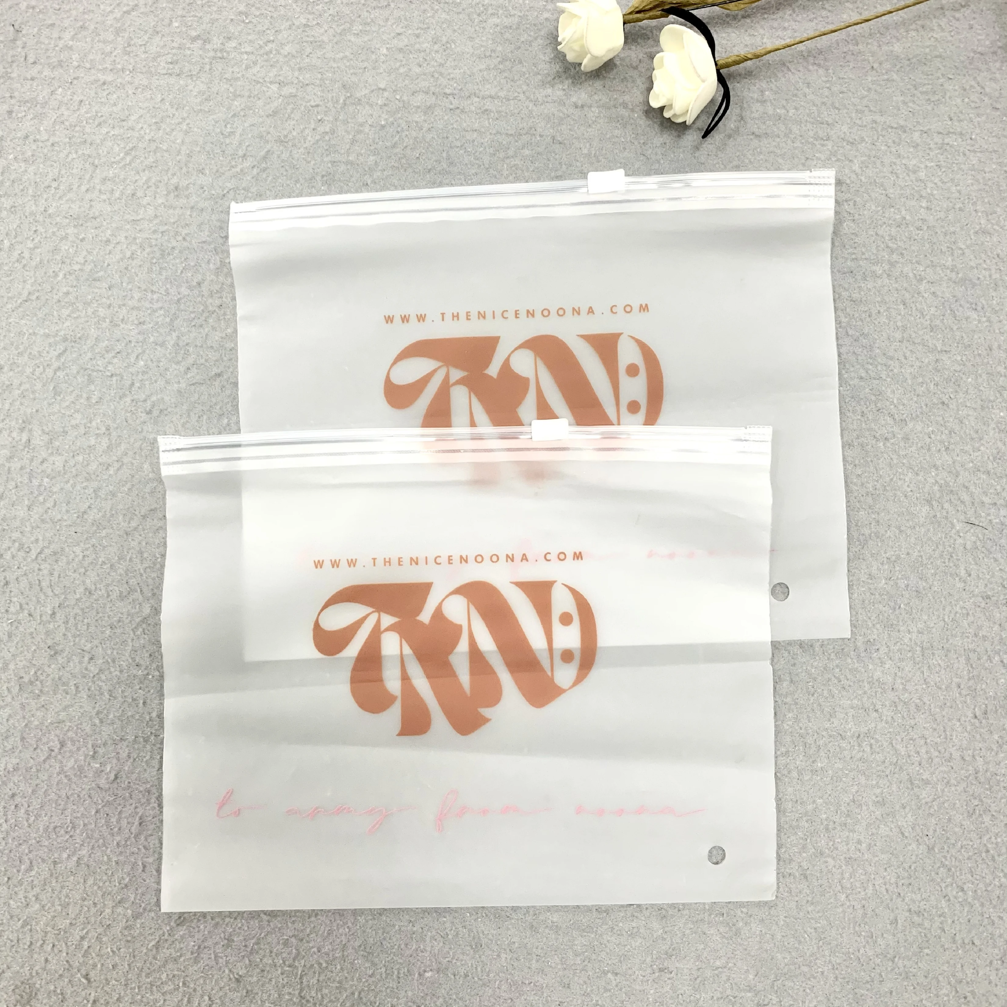 LMJ Custom Logo Pouches Frosted Printed Ziplock For Clothes Package Eva Cosmetic Packaging Bag Customized Plastic Zipper Bags