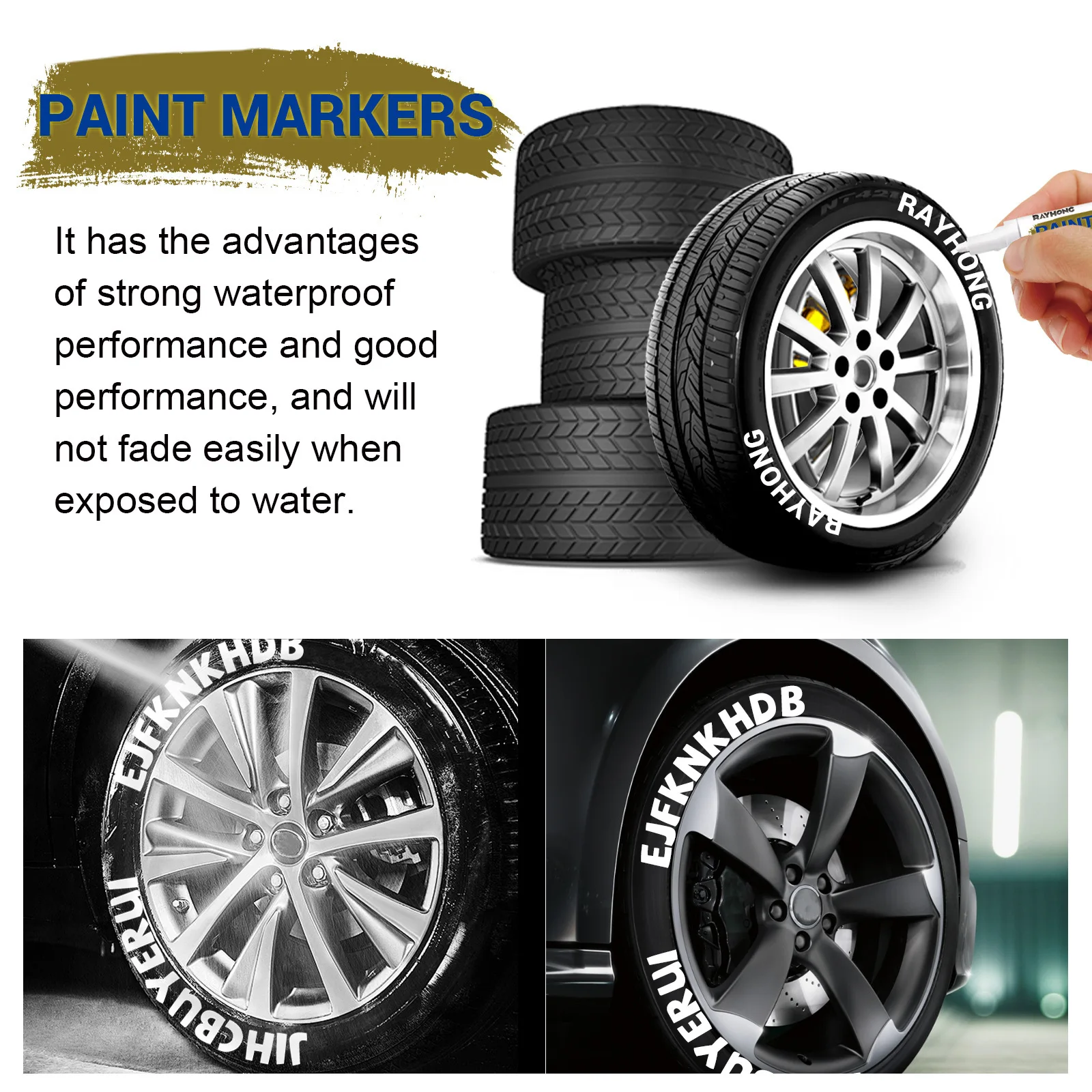 High quality Rayhong car waterproof quick drying not easily affected by moisture portable car tire portable marker pen