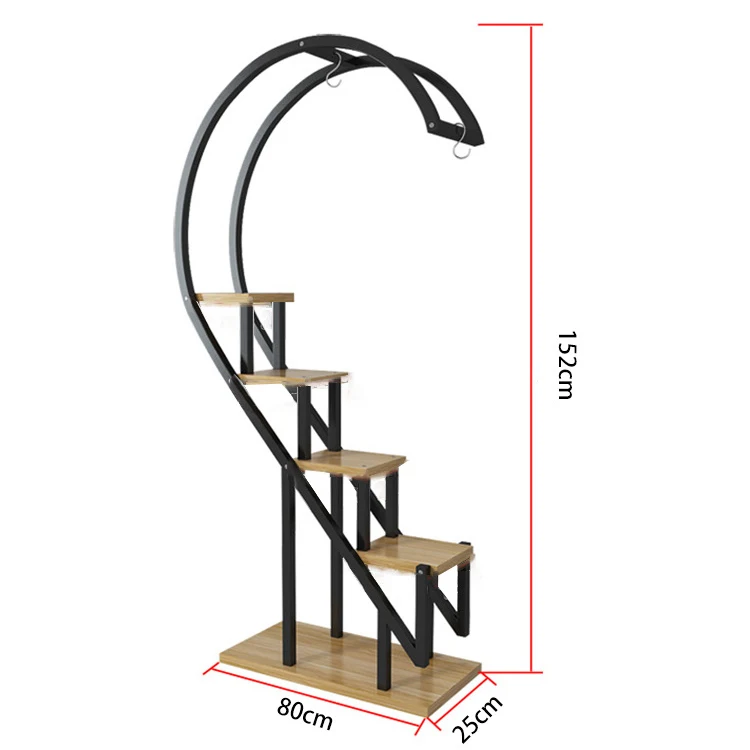 Multi-layer Metal Plant Holders Wrought Iron Plant Shelf Heart-shaped Flower Stand