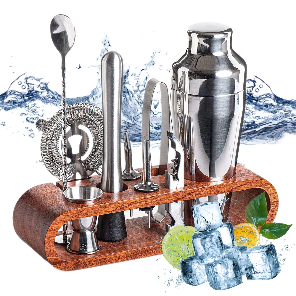 Price Discount Bar Recommended Gift Box Boston Cocktail Shaker Kit Set Black Gold Cocktail Shaker Set Exhaust