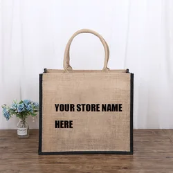 used burlap black wine laminated shopping cocoa jute tote bags small with custom printed logo