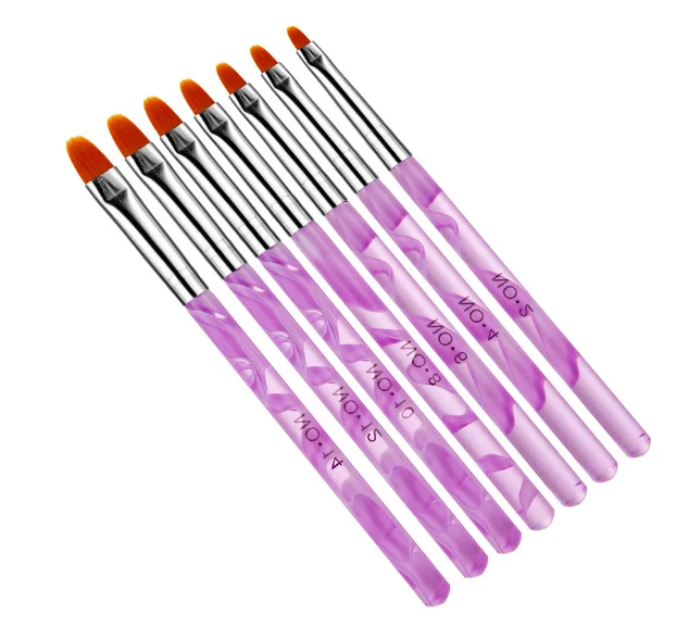 Purple Sea Wave Handle 7pcs/Set Nail Glue Brush UV Nail Brush Nail Polish Brush