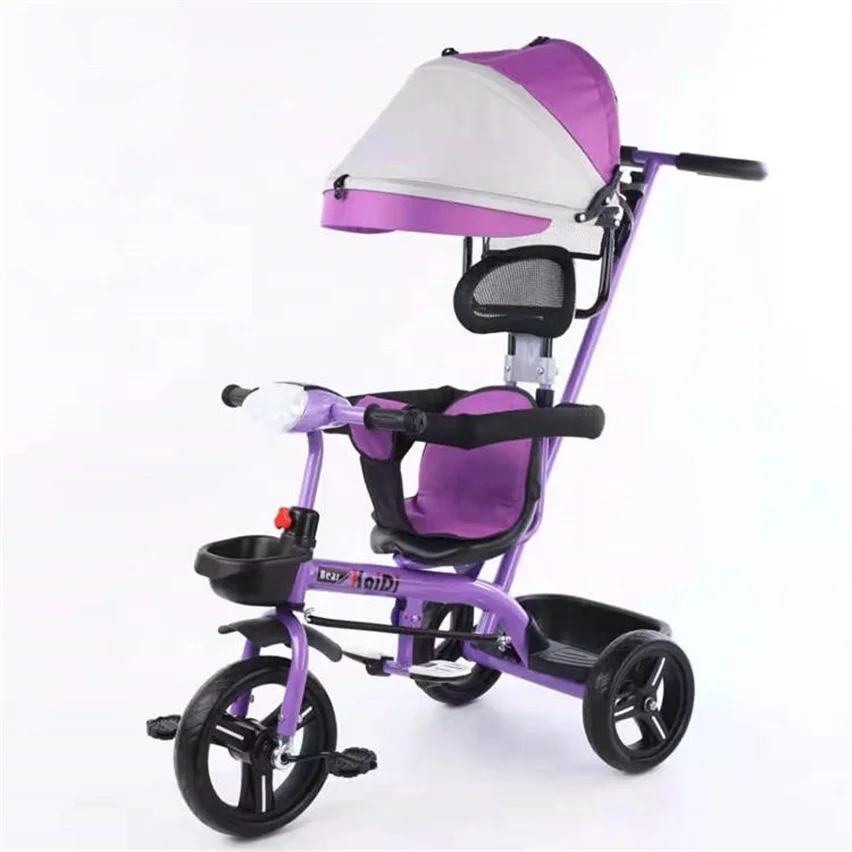 Baby tricycle 3 in 1 parents push trike with sunshade