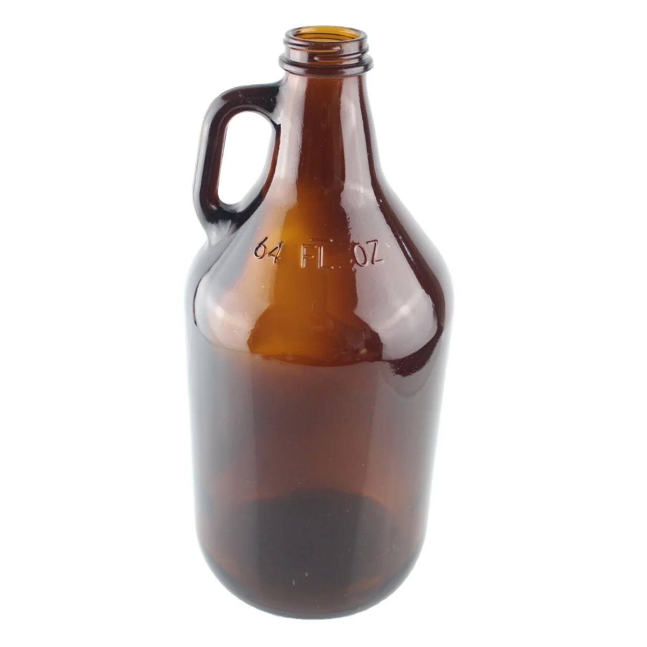 1 Gallon Amber Glass Handleware Jug with 38-400 Black Metal Continuous Thread Lined Closure plastic Liner